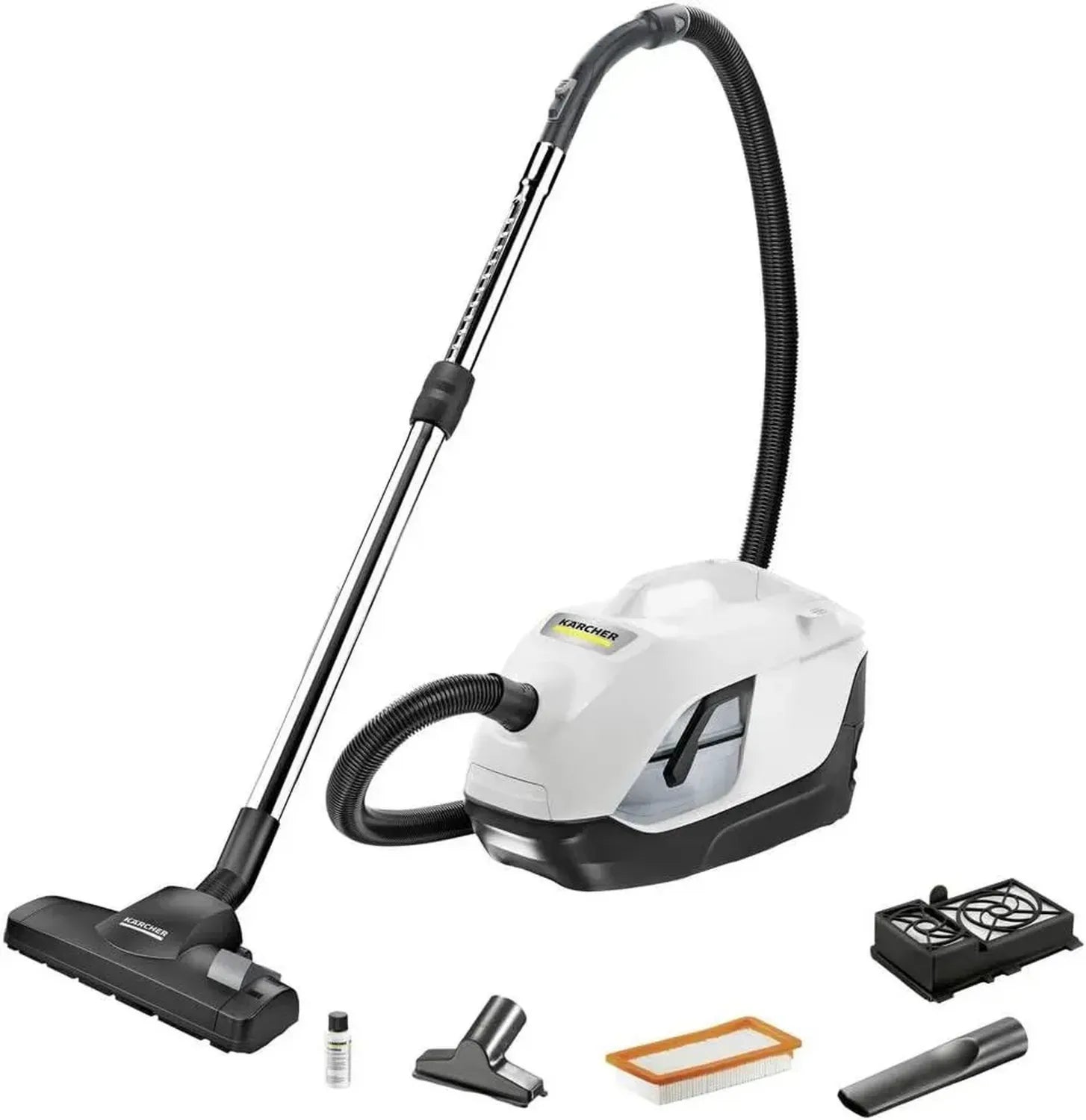 Kärcher Wasserfiltersauger DS 6 für Allergiker, HEPA 12, automatische Kabelaufwicklung, Zubehörfach, Weiß