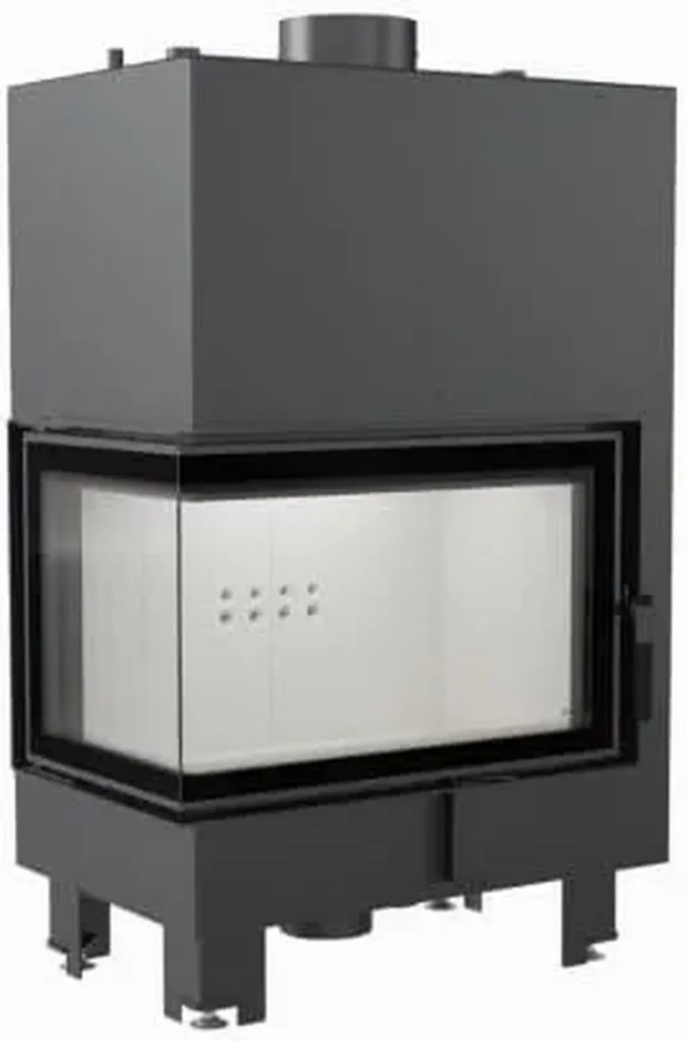 Kratki Kamineinsatz MBM Links 12kW Ø180 Schwarz für Wasserkreislauf